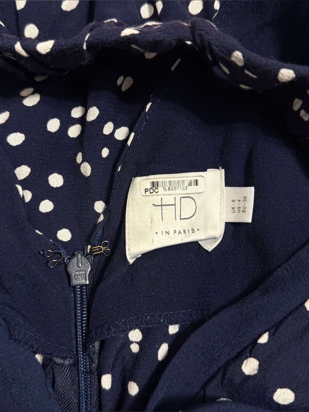 Anthropologie HD in Paris Tallulah Polka Dot Navy Wide Leg Jumpsuit - Picture 9 of 9